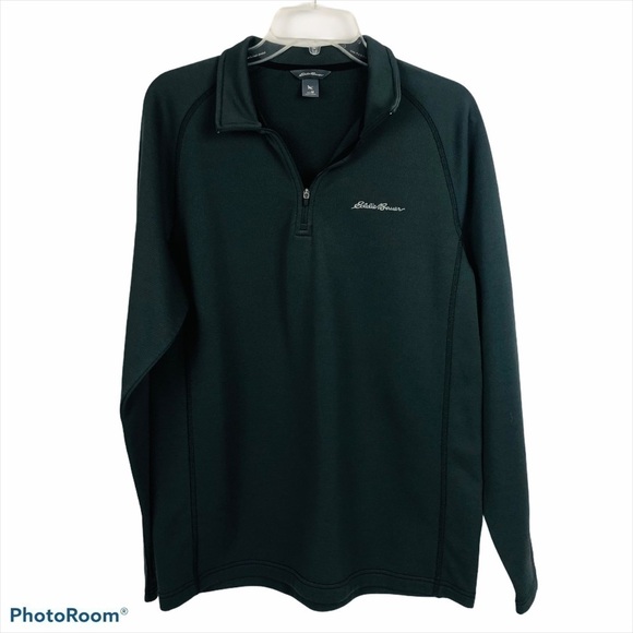 EDDIE BAUER Men’s 1/4 Zip Waffle Shirt Sz Medium Gray Color Long Sleeves - Picture 1 of 9